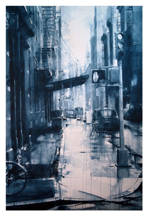 Framed Crosby Street from Spring, rain Print