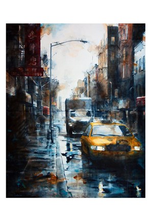 Framed 39 Mott Street, rain Print