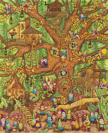 Framed Gnomes Dance Party Print