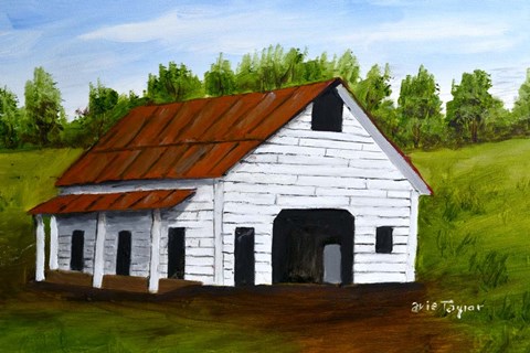 Framed White Barn 1 Print