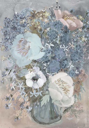 Framed Summer Blues Bouquet Print