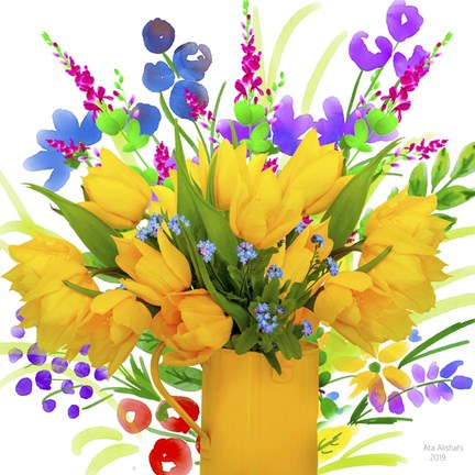 Framed Yellow Vase Print