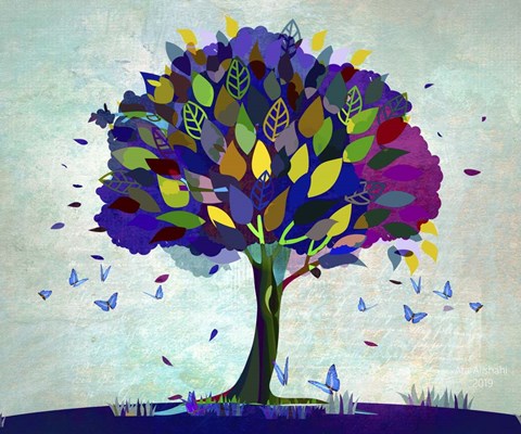 Framed Butterfly Tree Print