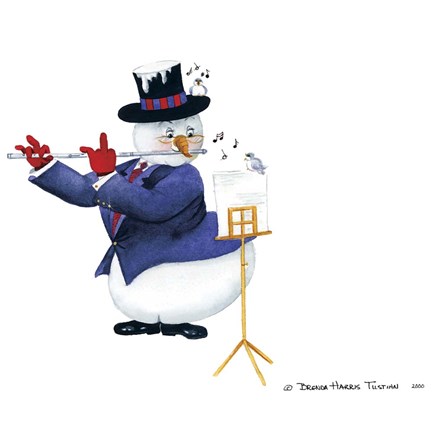 Framed Musical Snowmen Flute Print