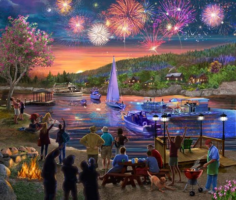 Framed Summer Fireworks 2 Print