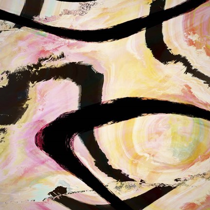 Framed Colorful Abstract with Black Ink I Print