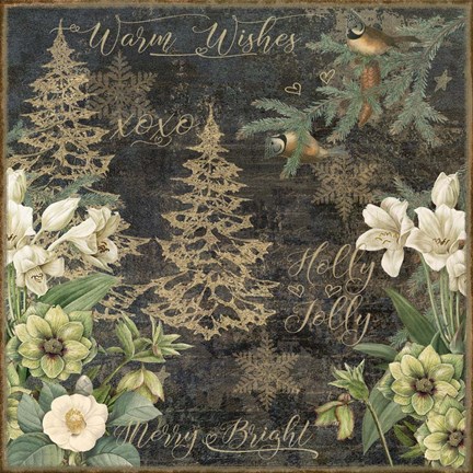 Framed Golden Chirstmas Trees Print