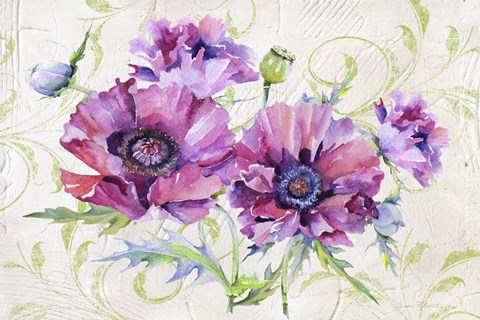 Framed Romantic Purple Poppies Print