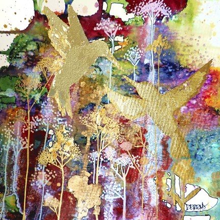 Framed Nos Coeurs Remplis D'or Print