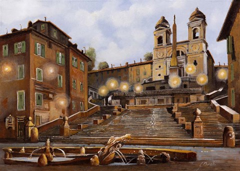 Framed Piazza Di Spagna Al Mattino Print