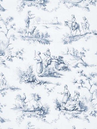 Framed Toile Design in Blue Print