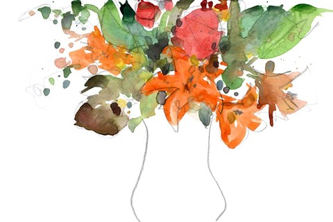 Framed Expressive Bouquet I Print