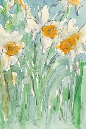 Framed Daffodils Stems II Print