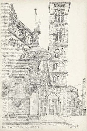 Framed European Building Sketch II Print