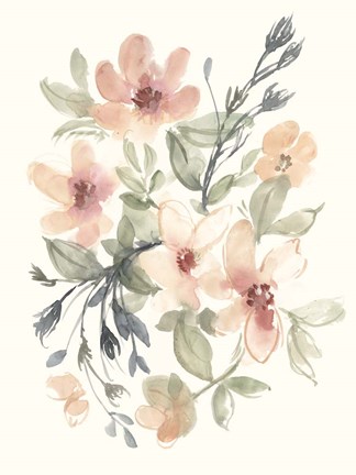 Framed Peachy Pink Blooms II Print