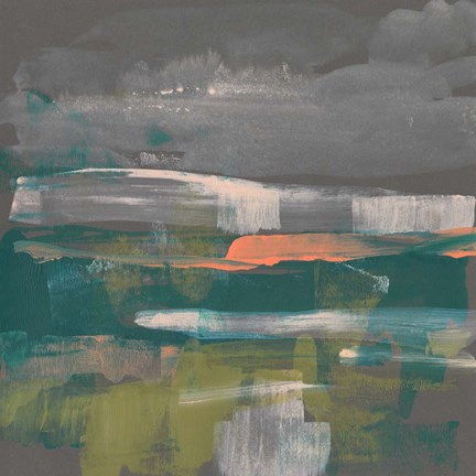 Framed Emerald &amp; Coral Glimpse III Print