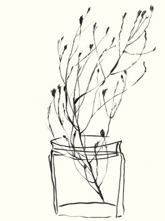 Framed Naive Flower Sketch V Print