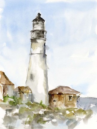 Framed Plein Air Lighthouse Study I Print
