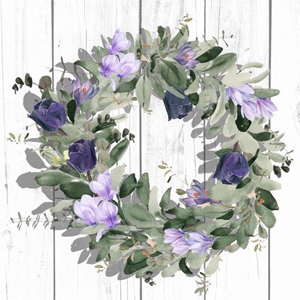 Framed Purple Tulip Wreath II Print