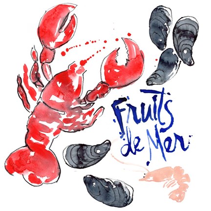 Framed Fruits De Mer I Print