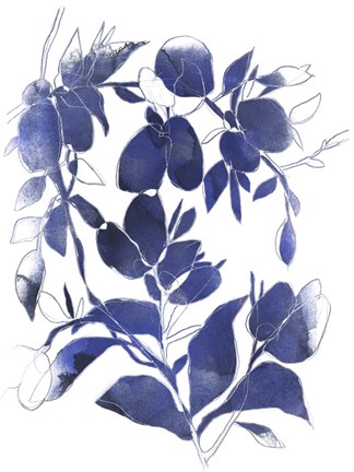Framed Indigo Branch I Print