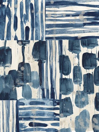 Framed Indigo Patchwork II Print