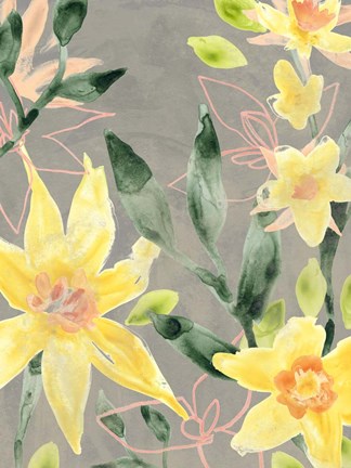 Framed Narcissus Fresco I Print