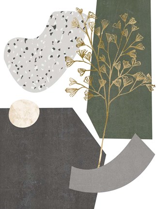 Framed Gold Ginkgo I Print