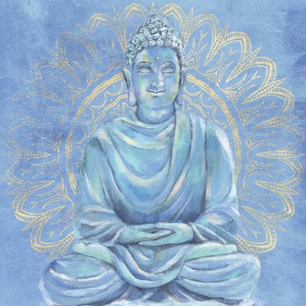 Framed Buddha on Blue I Print