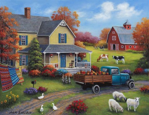 Framed Harvest Time on the Farm Print