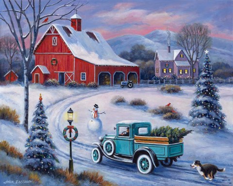 Framed Bringing Home the Tree Print