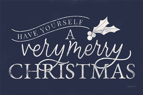 Framed Vintage Christmas IV Blue Print