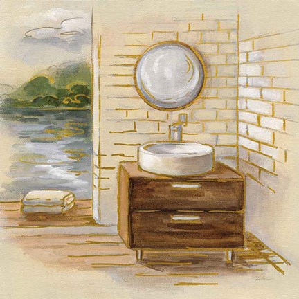 Framed Spa by the Lake I Print