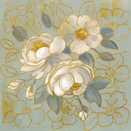 Framed Sage Floral I Print