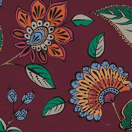 Framed Garden Drawings III Wine Print