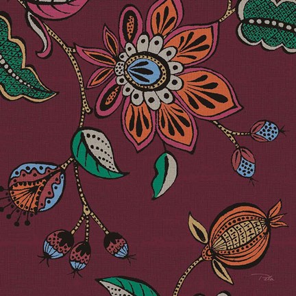 Framed Garden Drawings II Wine Print