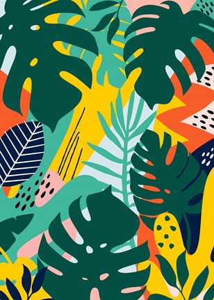 Framed Tropical Leaves One Print