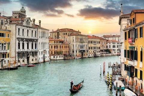 Framed Gran Canal Vista At Dusk #10 Print