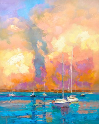Framed Evening On The Bay Print