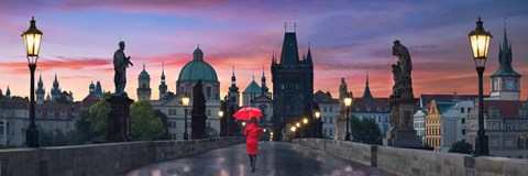 Framed Dawn at Charles Bridge Print