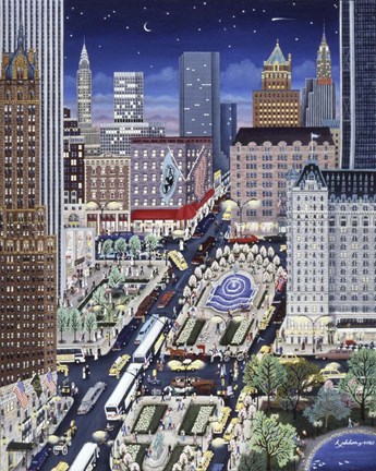 Framed Looking Down Fifth Avenue Print