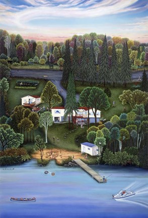 Framed Summer At The Lake Print