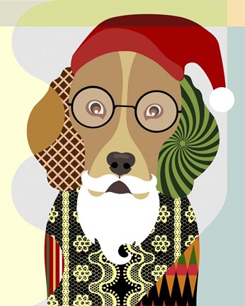 Framed Santa Beagle Print