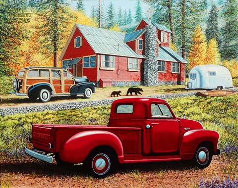 Framed Autumn in Big Bear Forest Print