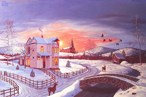 Framed Christmas in the Country #2 - Red Tint Print