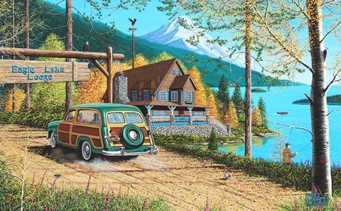 Framed Eagle Lake Lodge Print