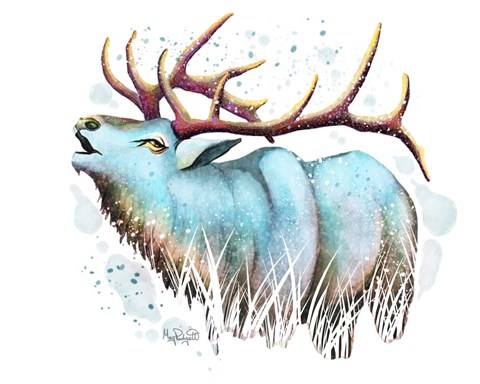 Framed Woodlands- Teal Elk Print
