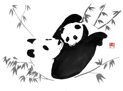 Framed Panda Family Print