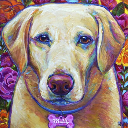 Framed Molly the Blond Lab Print