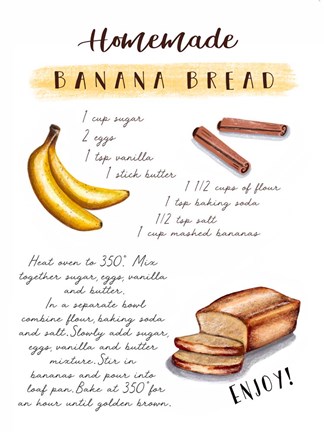 Framed Banana Bread Recipe Print
